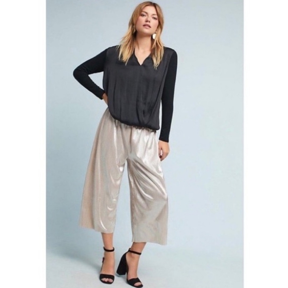 Anthropologie green Dolan west coast drape faux wrap top women's size small